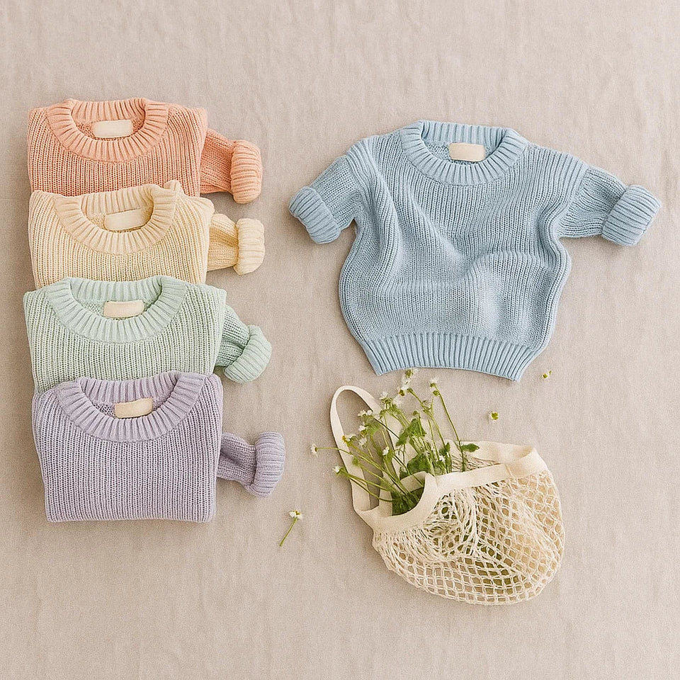 PureSoft – Classic & Cozy - Enfärgad stickad tröja