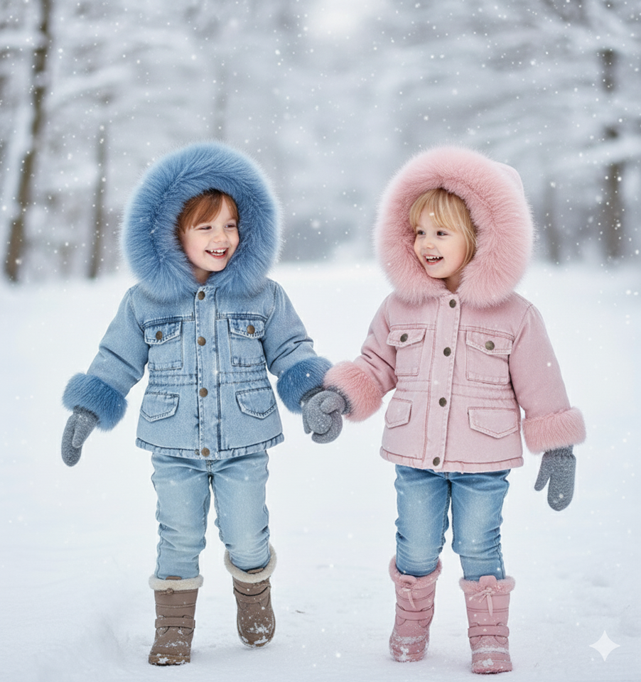 FurDream – Denim Look – Vinterjacka med huva