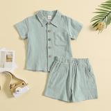 Mini Fashion™ - Sommarset i bomull och linne för Pojkar
