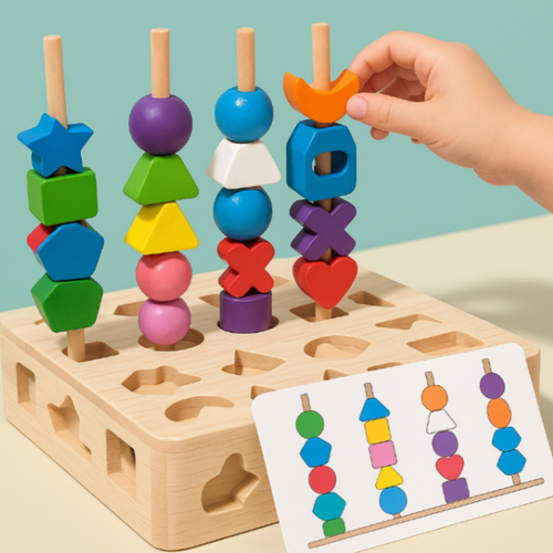 Woods™ - Uppmuntra kreativitet och förbättra färdigheter - färgglada Montessori-pussel