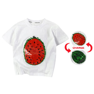 Mini Fashion™ - Glittra & förvandla- T-shirt med vattenmelon