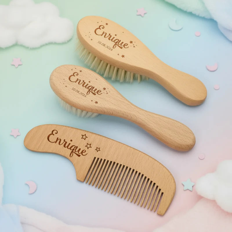 Personalized Hairbrush – Mjuk & unik – Personligt anpassat hårborstset för bebisar