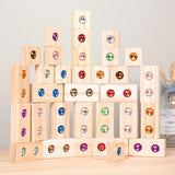 Rainbow Gem Stacking Blocks – Kreativt & lärorikt – Set med stapelklossar i trä