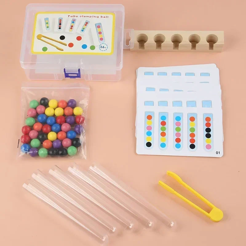 Tube Clip Beads™ - Hjärngympa - Spel för färgläggning och motoriska färdigheter