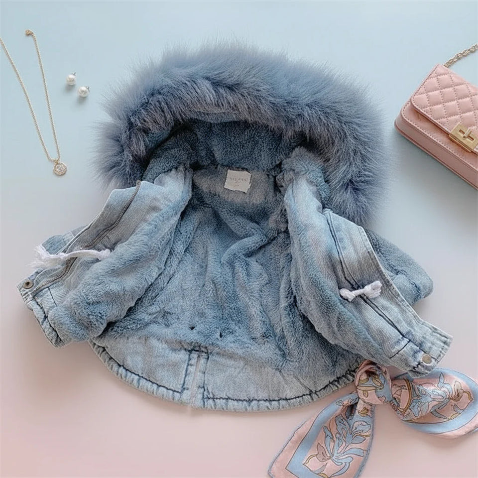 FurDream – Denim Look – Vinterjacka med huva