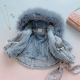 FurDream – Denim Look – Vinterjacka med huva