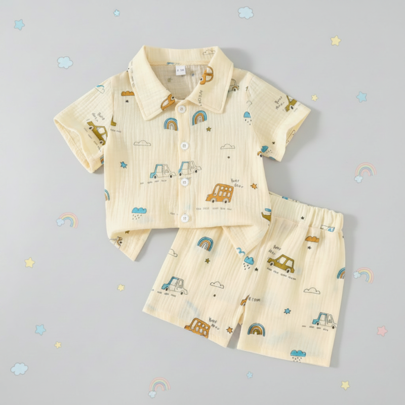 Dinosaur & Car Print Outfit – Tufft & lekfullt – Sommarklädset
