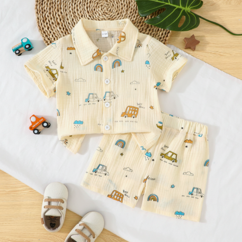 Dinosaur & Car Print Outfit – Tufft & lekfullt – Sommarklädset