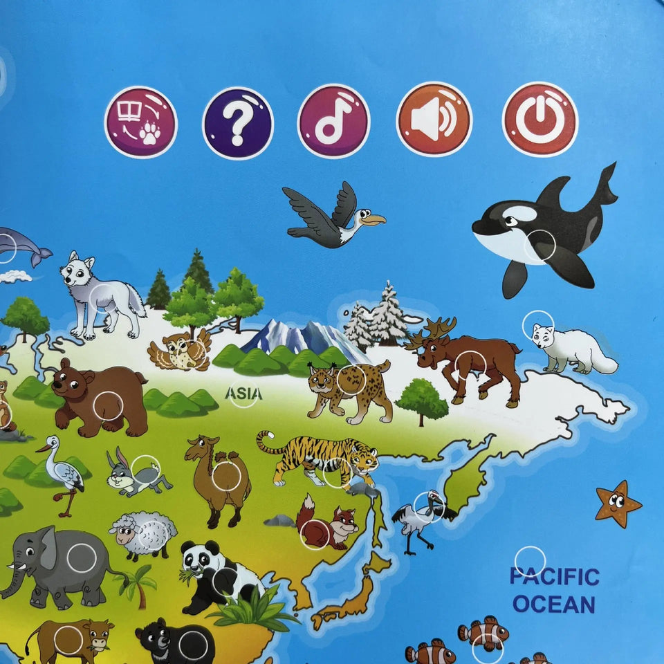 LittleExplorers – Lära sig & leka – Djurens världskarta