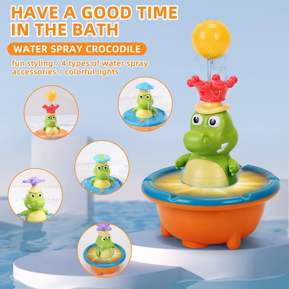 Light Up Crocodile Bath Toy – Interaktivt & vattenlek – Krokodilfontän, badleksaker