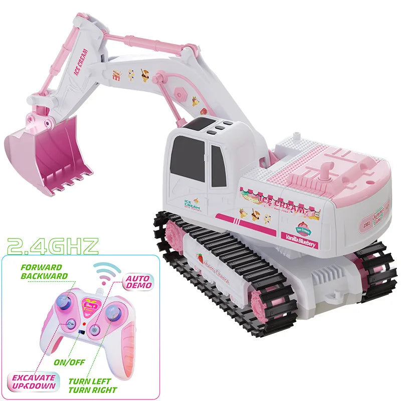 Pink Power Digger™ – Grävparty för flickor - Radiostyrd grävmaskin