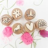 WoodStamp – Montessori & Kreativt – 6 st trästämplar för lera