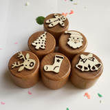WoodStamp – Montessori & Kreativt – 6 st trästämplar för lera