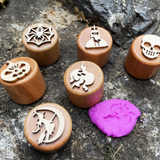 WoodStamp – Montessori & Kreativt – 6 st trästämplar för lera