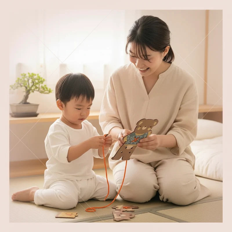 ThreadBear – Söt & pedagogisk – Montessori-trädleksak Björn