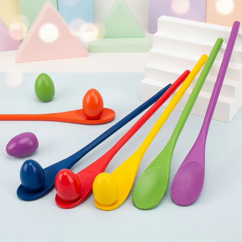 Wooden Egg Spoon Game – Motorik & inlärning – Äggrace-balansspel