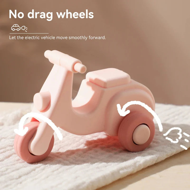 Montessori Silicone Toy Car – Säker & bettvänlig – Bittleksak i silikon i form av ett fordon