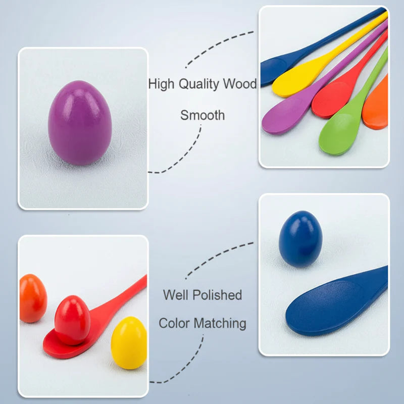 Wooden Egg Spoon Game – Motorik & inlärning – Äggrace-balansspel