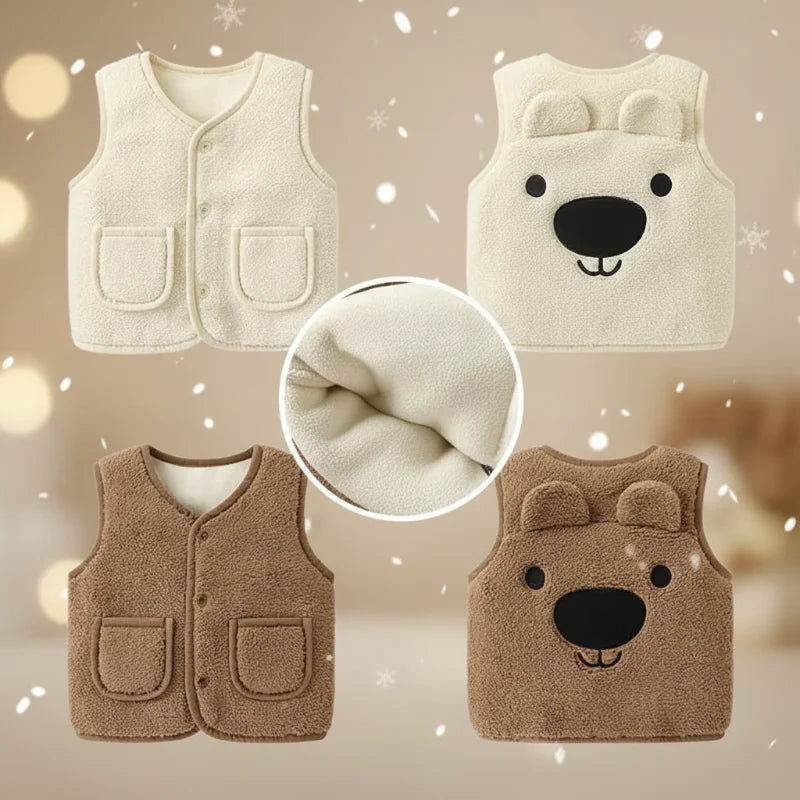 Baby Bear Fleece Vest – Varm och mjuk – Barnväst med björnmotiv