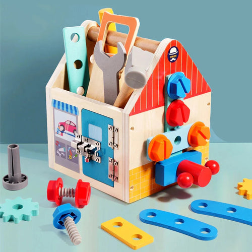 Busy Box™ - Upptäck och lär - Aktivitetslåda i trä