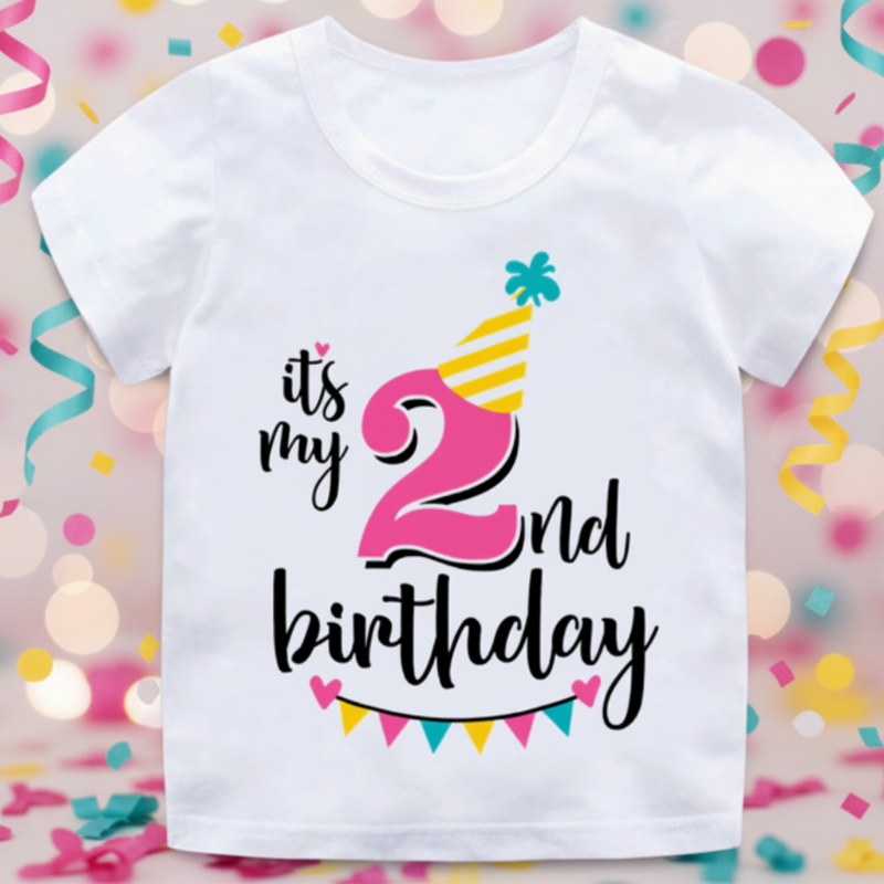 Birthday Graphic Tee – Söt & luftig – Födelsedags-T-shirt för barn
