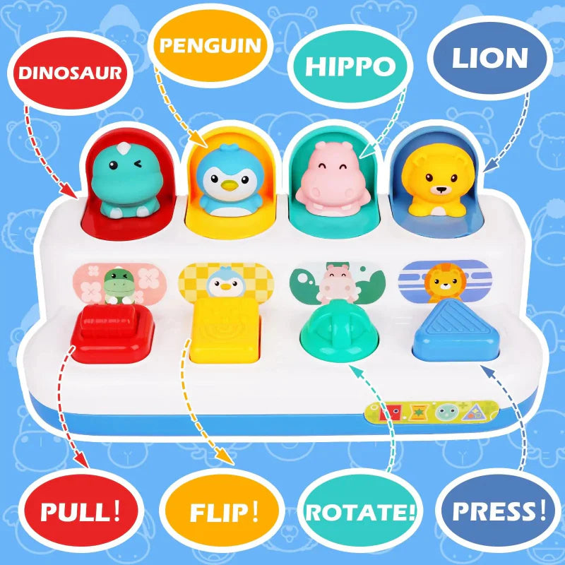 Pop Up Activity Toy – Upptäcka & lära – Sensoriska babyleksaker