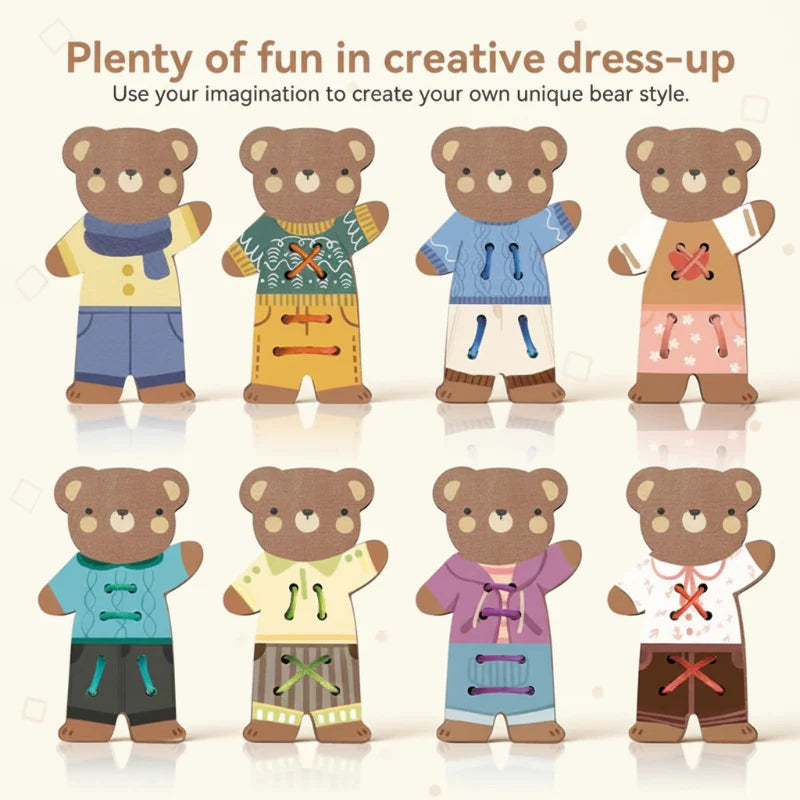 ThreadBear – Söt & pedagogisk – Montessori-trädleksak Björn