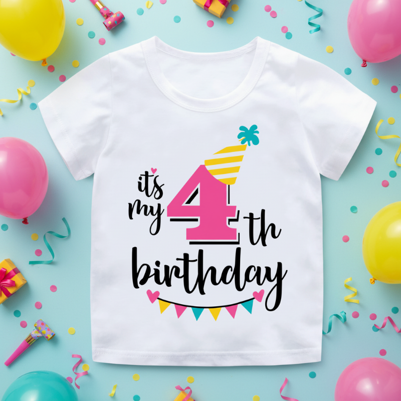 Birthday Graphic Tee – Söt & luftig – Födelsedags-T-shirt för barn