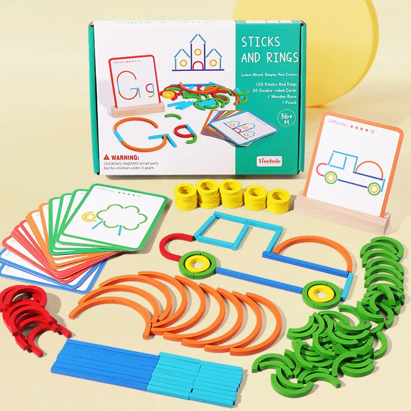 Sticks & Rings – Smal och kreativ – Formpussel i trä
