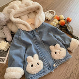 Girls Bunny Denim Coat – Varm & bekväm – Barnjacka
