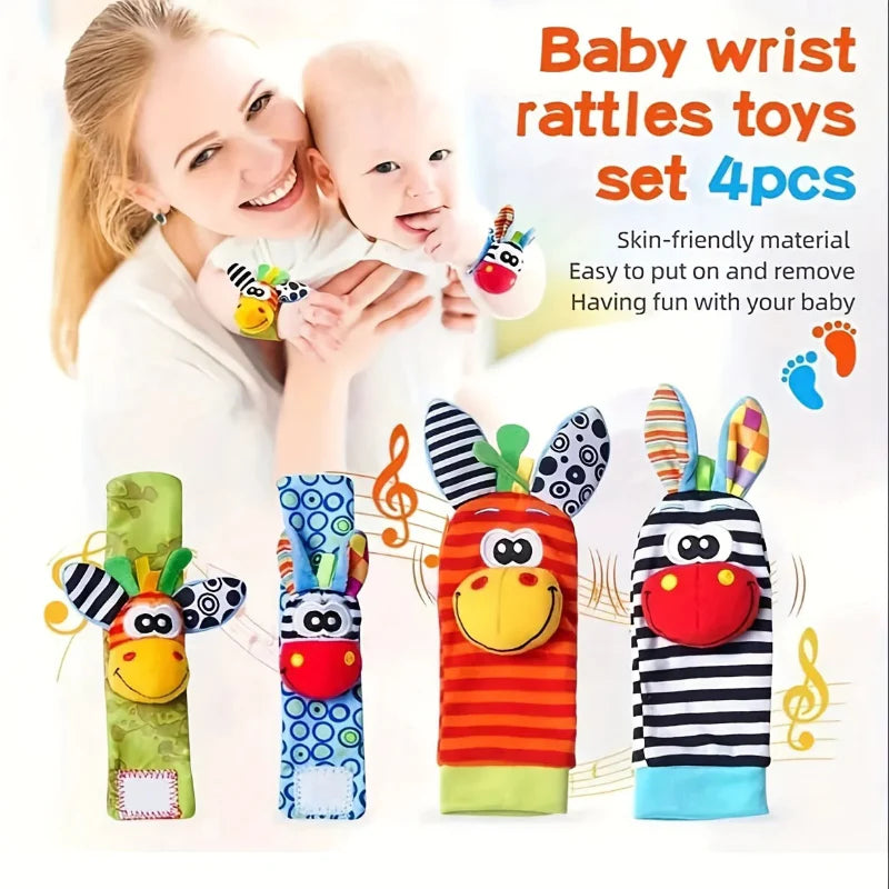 Wrist Rattle and Socks – Motorik & lek – Babyrasslor (4-pack)