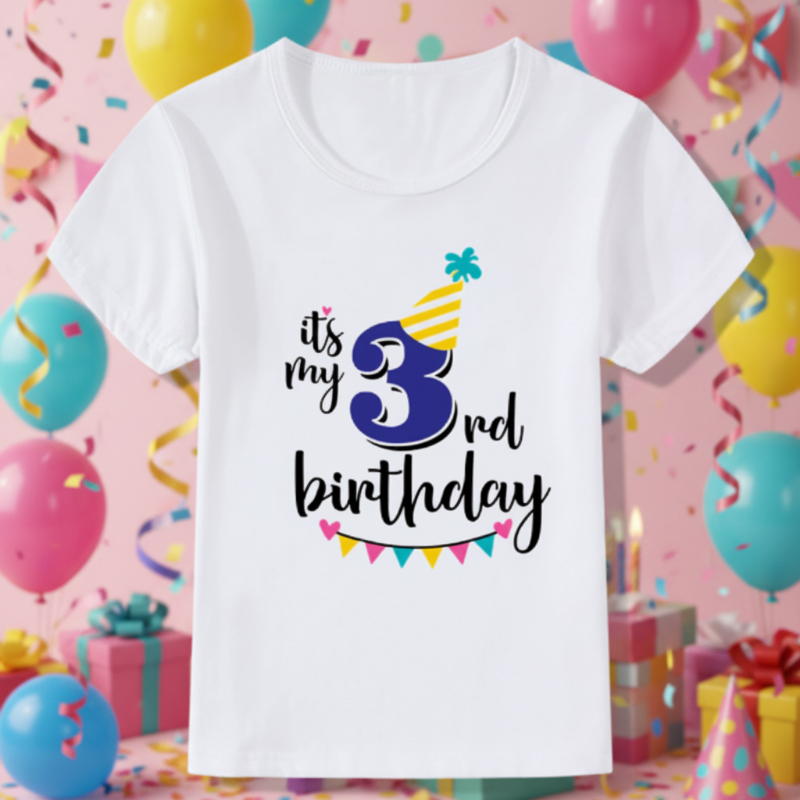 Birthday Graphic Tee – Söt & luftig – Födelsedags-T-shirt för barn