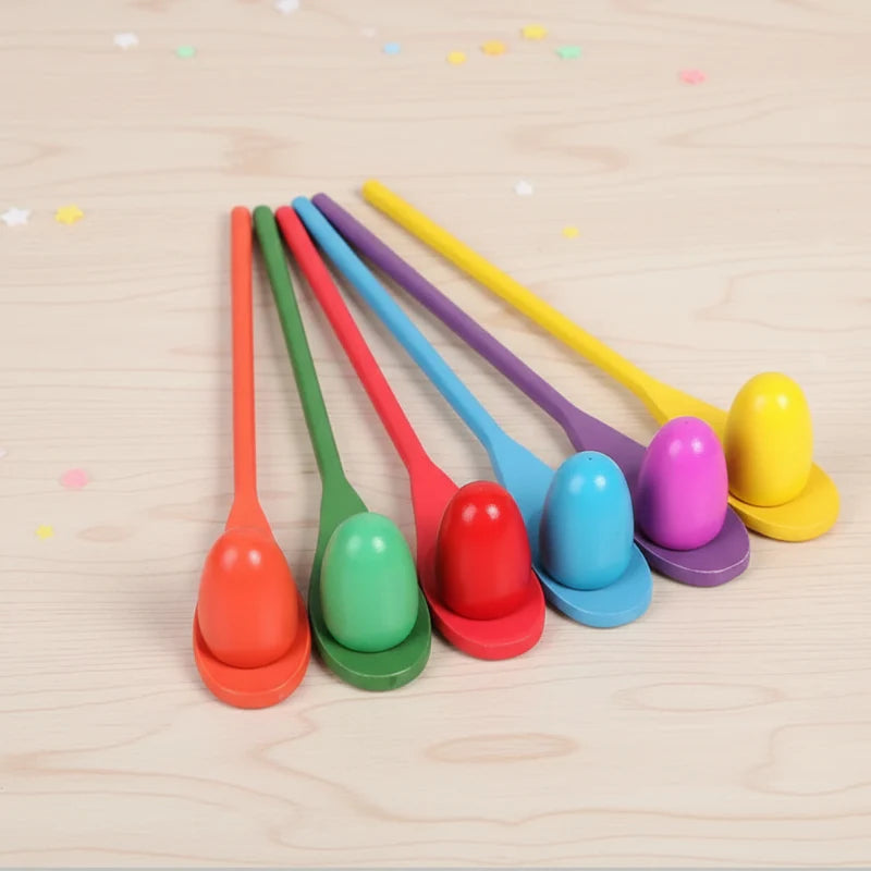 Wooden Egg Spoon Game – Motorik & inlärning – Äggrace-balansspel