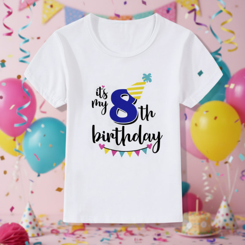 Birthday Graphic Tee – Söt & luftig – Födelsedags-T-shirt för barn