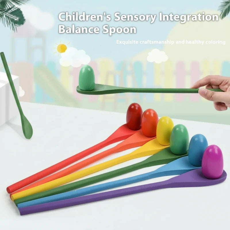 Wooden Egg Spoon Game – Motorik & inlärning – Äggrace-balansspel