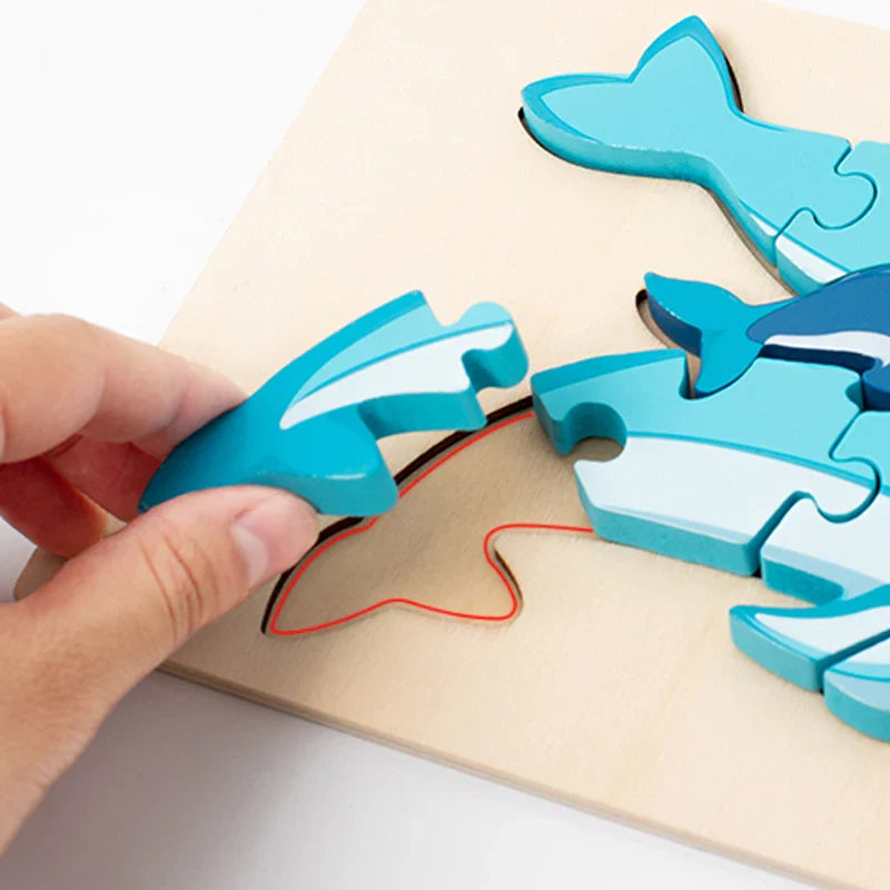 Animal Puzzle™ – Upptäck och lär – Tecknad träpussel