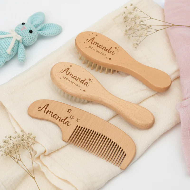 Personalized Hairbrush – Mjuk & unik – Personligt anpassat hårborstset för bebisar