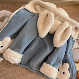 Girls Bunny Denim Coat – Varm & bekväm – Barnjacka