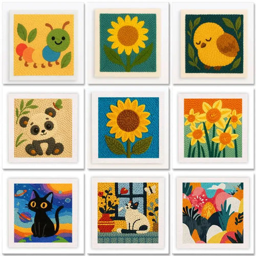 ThreadArt – Handgjort & Färgglatt – Broderisats med djurmotiv