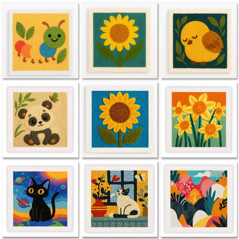 ThreadArt – Handgjort & Färgglatt – Broderisats med djurmotiv