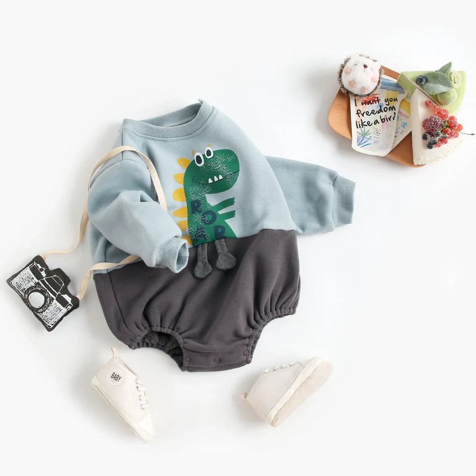 Mini Fashion – Mjuk fleecedräkt med Dino-tryck