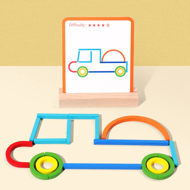 Sticks & Rings – Smal och kreativ – Formpussel i trä