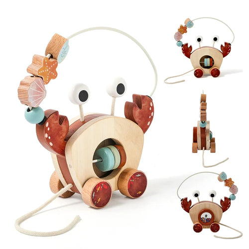 Crab Pull Toy™ – Leka och lära – Krabba i trä