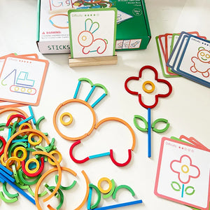 Sticks & Rings – Smal och kreativ – Formpussel i trä