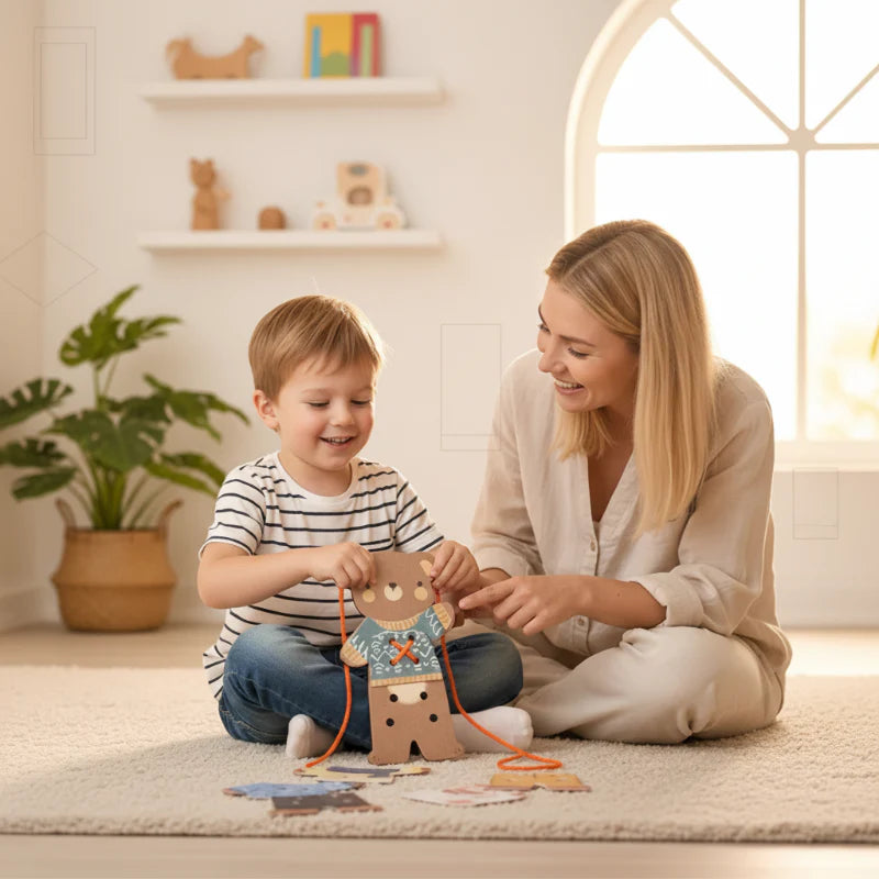 ThreadBear – Söt & pedagogisk – Montessori-trädleksak Björn
