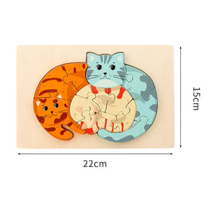 Animal Puzzle™ – Upptäck och lär – Tecknad träpussel