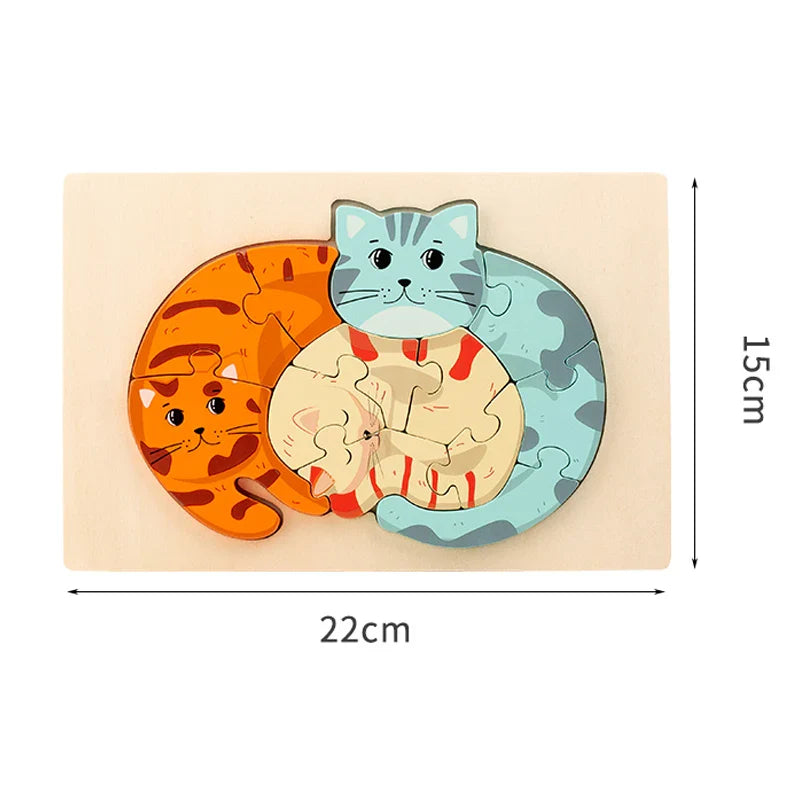 Animal Puzzle™ – Upptäck och lär – Tecknad träpussel