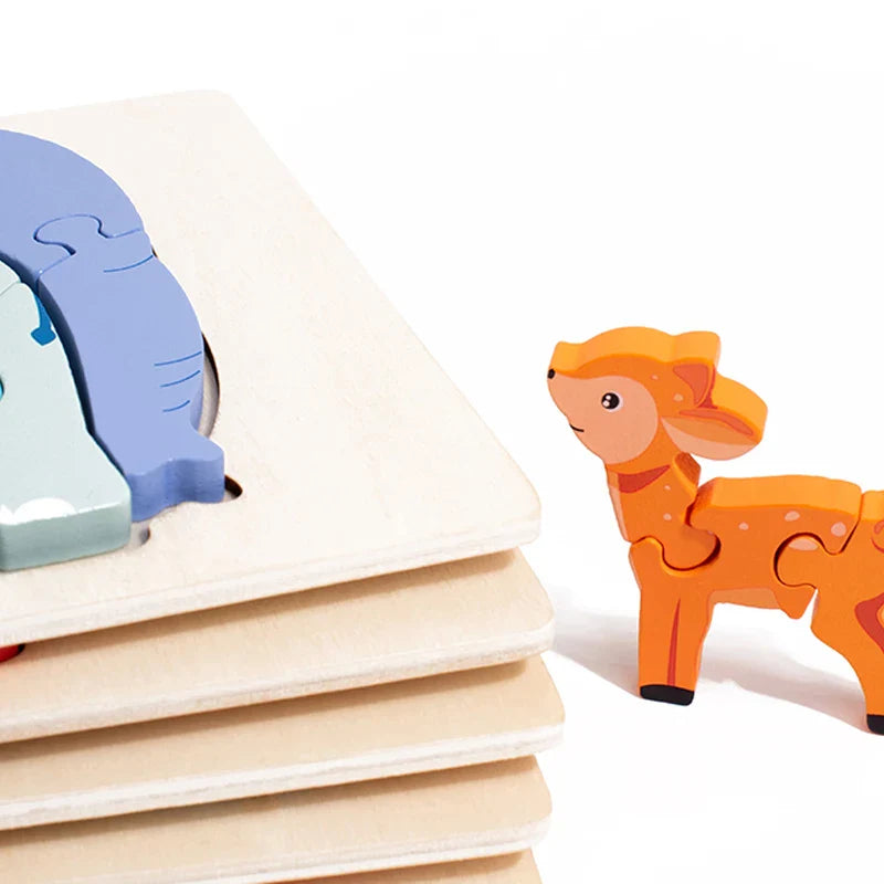 Animal Puzzle™ – Upptäck och lär – Tecknad träpussel
