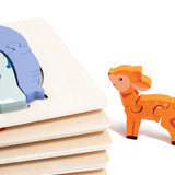 Animal Puzzle™ – Upptäck och lär – Tecknad träpussel