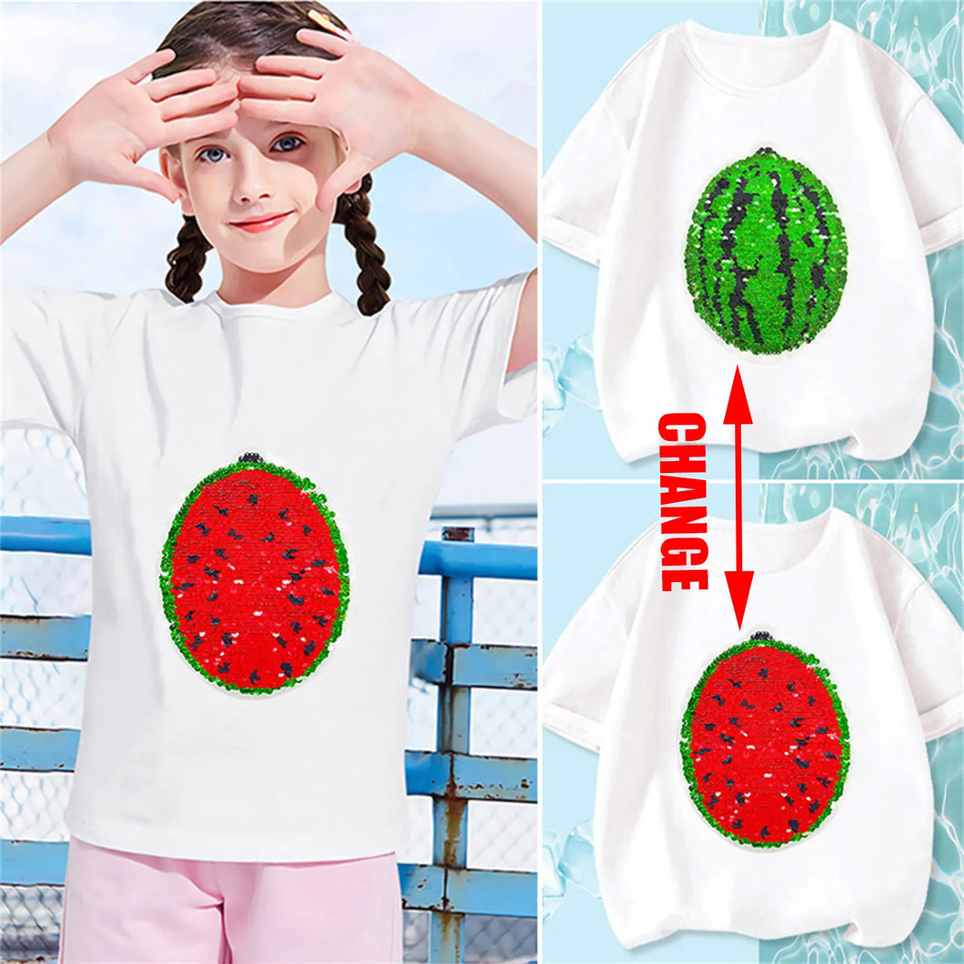 Mini Fashion™ - Glittra & förvandla- T-shirt med vattenmelon